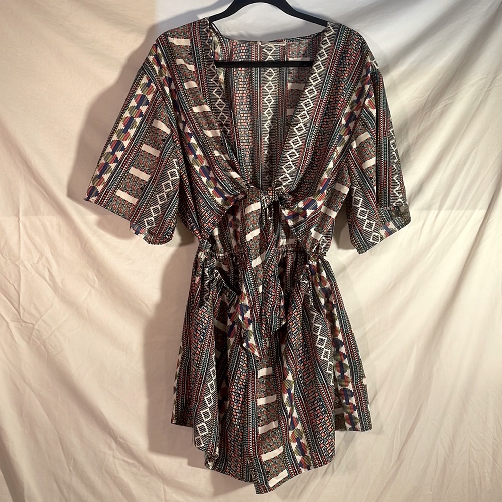 TROPICAL ROMPER WITH FRONT TIE